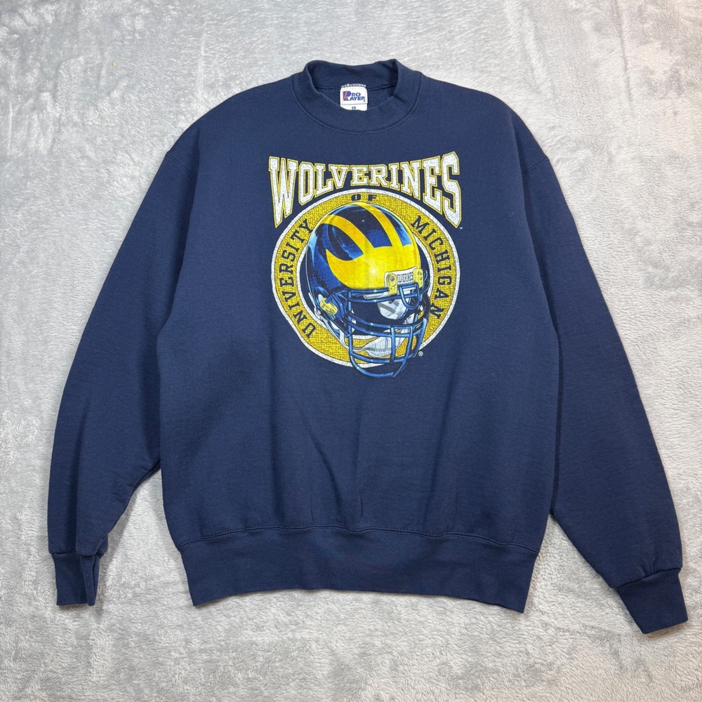 Vintage Pro Layer Michigan Wolverines Sweatshirt Mens XL Navy Blue NCAA 90s